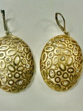 Elegant gold-tone oval drop earrings with Clear Crystals from Macys
